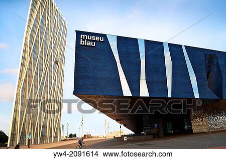Museu Blau - Blue Museum and Telefonica Tower, Barcelona, Catalonia, Spain. View Large Photo Image Picture - Museu Blau - Blue Museum and Telefonica Tower, Barcelona, Catalonia, Spain.. Fotosearch