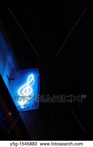 music note neon shop sign at night View Large Photo Image Stock Image - music note neon shop sign at night. Fotosearch