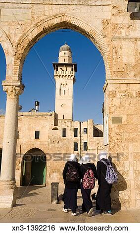 Muslim students, Temple Mount, Jerusalem, Israel. View Large Photo Image Stock Photograph - Muslim students, Temple Mount, Jerusalem, Israel.. Fotosearch