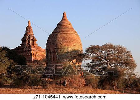 Stock Image - Myanmar, Burma, Bagan, small temples. Fotosearch