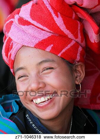 Myanmar, Burma, Nyaungshwe, Shan woman portrait, tribal people View Large Photo Image Stock Photo - Myanmar, Burma, Nyaungshwe, Shan woman portrait, tribal people. Fotosearch