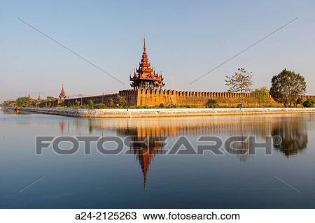 Myanmar, Mandalay City, The moat of the Royal Palace of Mandalay. View Large Photo Image Stock Image - Myanmar, Mandalay City, The moat of the Royal Palace of Mandalay.. Fotosearch