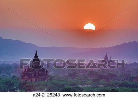 Myanmar, Mandalay Province, Bagan City, Sunrise. View Large Photo Image Stock Photo - Myanmar, Mandalay Province, Bagan City, Sunrise.. Fotosearch