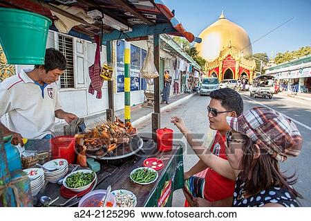 Myanmar, near Mandalay, Sagaing City, Kaung Hmu Taw Pagoda, street food vendor. View Large Photo Image Stock Photograph - Myanmar, near Mandalay, Sagaing City, Kaung Hmu Taw Pagoda, street food vendor.. Fotosearch