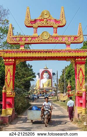 Myanmar, Pegu province, near Bago City, Kyaikpun Pagoda. View Large Photo Image Stock Photography - Myanmar, Pegu province, near Bago City, Kyaikpun Pagoda.. Fotosearch