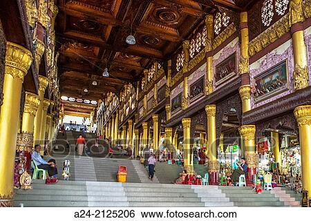 Myanmar, Yangon City, Shwedagon Pagoda, Entrance corridor. View Large Photo Image Stock Photograph - Myanmar, Yangon City, Shwedagon Pagoda, Entrance corridor.. Fotosearch