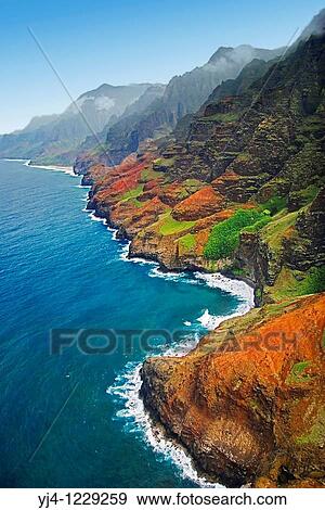 Na Pali coast, Kauai, Hawaii, USA, Pacific Ocean View Large Photo Image Stock Photo - Na Pali coast, Kauai, Hawaii, USA, Pacific Ocean. Fotosearch
