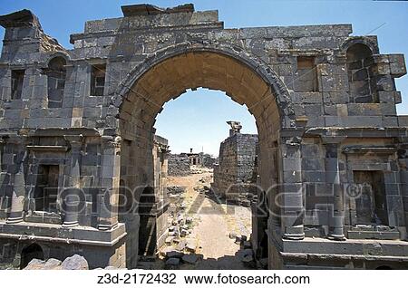 Nabataean Arch And Columns Ancient Roman City Of Bosra Syria Stock Image Z3d Fotosearch