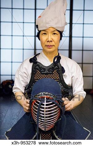 Stock Photo - Naginata is a japanese martial art, Tokyo, Japan. Fotosearch