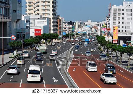 Stock Photo - Naha Japan: road traffic along Route 58th. Fotosearch