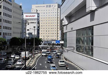 Stock Photography - Naha, Okinawa, Japan, view of the city from Asato monorail station. Fotosearch