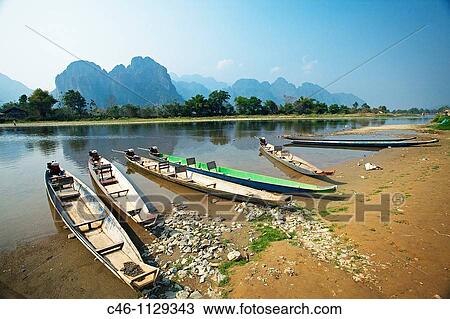 Nam Xong River. Vang Viang. Laos. View Large Photo Image Stock Image - Nam Xong River. Vang Viang. Laos.. Fotosearch