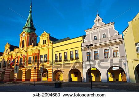Stock Image - Namesti Miru main square old town Melnik central Bohemia region Czech Republic Europe.. Fotosearch