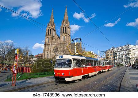 Stock Photograph - Namesti Miru square Vinohrady district Prague Czech Republic Europe. Fotosearch