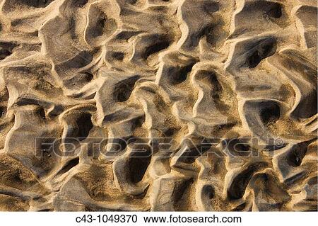 Stock Image - Namibia - Structural forms in the sand of a dry riverbed Namib Desert, Skeleton Coast Park, Namibia. Fotosearch