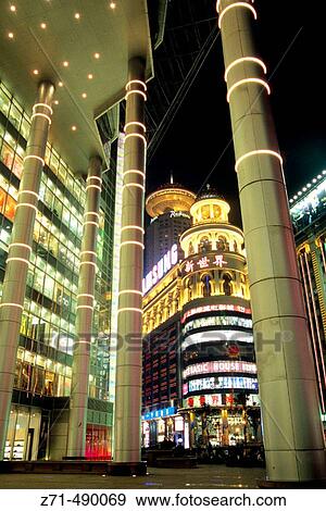 Nanjing Donglu shopping street, Shanghai. China View Large Photo Image Stock Photo - Nanjing Donglu shopping street, Shanghai. China. Fotosearch