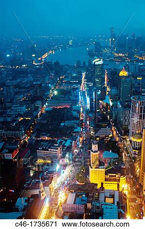 Nanjing Road at Night, Pudong on the background, Shanghai, China. View Large Photo Image Stock Image - Nanjing Road at Night, Pudong on the background, Shanghai, China.. Fotosearch