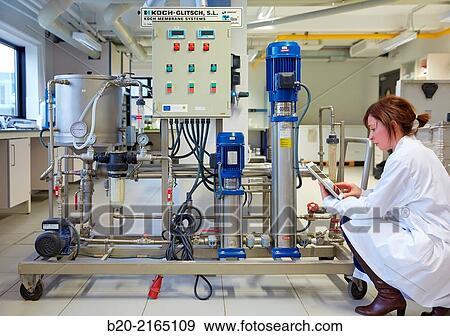 Stock Photo - Nanofiltration Plant. Liquid Laboratory. Energy and Environment Division. Tecnalia Research and Innovation. Miano. Alava. Basque Country. Spain.. Fotosearch