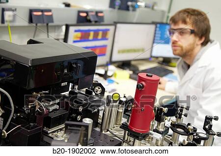 Stock Image - NANOOPTICS GROUP Focused on near-field optics, optoelectronics, plasmonics, the development of microscopic optical equipment, and the development of nanodevices and their effect on nanophotonics. Fotosearch