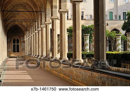 Naples Italy Cloister of the church & convent of Santa Chiara View Large Photo Image Stock Image - Naples Italy Cloister of the church & convent of Santa Chiara. Fotosearch
