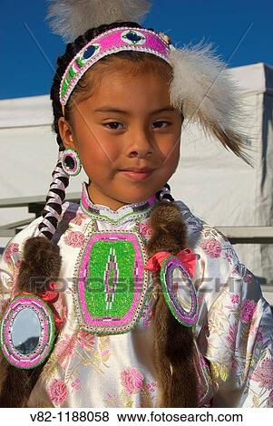 Native American Girl In Regalia Pi Ume Sha Treaty Days Warm Springs Indian Reservation Or Stock Photo V Fotosearch