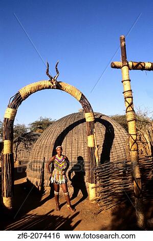 Native Woman in front of a Hut at Shakaland Center South Africa. View Large Photo Image Stock Photograph - Native Woman in front of a Hut at Shakaland Center South Africa.. Fotosearch