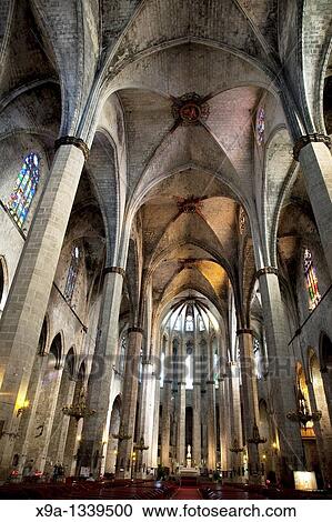 Nave of the Santa Maria del Mar Church in Barcelona, Catalonia, Spain View Large Photo Image Stock Image - Nave of the Santa Maria del Mar Church in Barcelona, Catalonia, Spain. Fotosearch