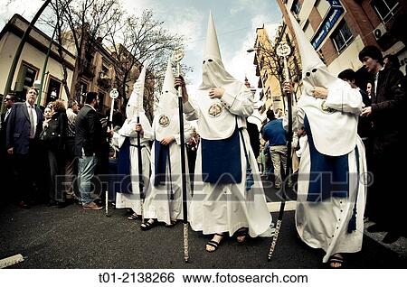 Nazarenes in the Holy Week in Seville. View Large Photo Image Stock Photograph - Nazarenes in the Holy Week in Seville.. Fotosearch