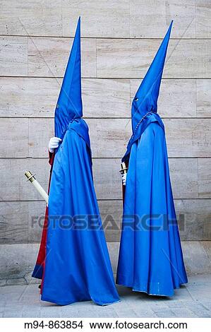 Picture - Nazarenos, procession of? Hermandad Agustina Nuestro Padre Jess Despojado de sus Vestiduras?, Easter, Alicante, Comunidad Valenciana, Spain. Fotosearch