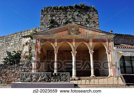 Neogothic portico in Arabic Alcazaba, Mrida, Badajoz province, Spain View Large Photo Image Stock Photo - Neogothic portico in Arabic Alcazaba, Mrida, Badajoz province, Spain. Fotosearch