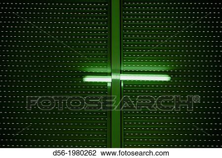 Stock Image - neon lighs reflected on a window. Fotosearch