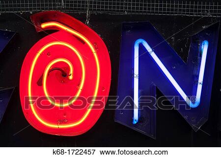 neon sign spelling? on?. View Large Photo Image Stock Photo - neon sign spelling? on?.. Fotosearch