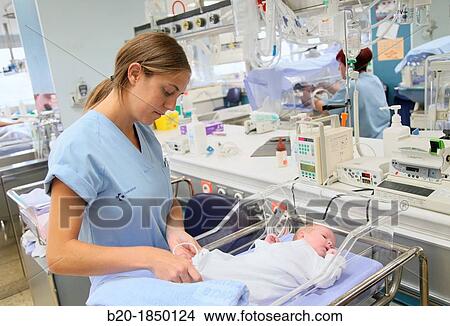 Picture - Neonate, Neonate Intensive care Unit, Donostia Hospital, San Sebastian, Donostia, Gipuzkoa, Basque Country, Spain. Fotosearch