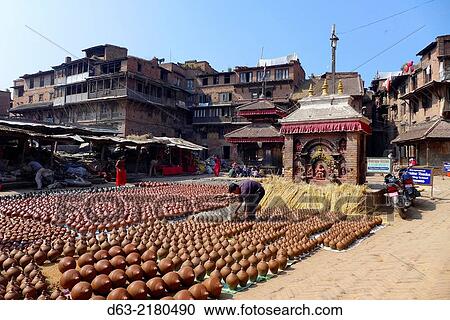 Nepal. Bakhtapur, an historic town in the Kathmandu Valley and UNESCO world heritage site. Potters Square. View Large Photo Image Stock Image - Nepal. Bakhtapur, an historic town in the Kathmandu Valley and UNESCO world heritage site. Potters Square.. Fotosearch