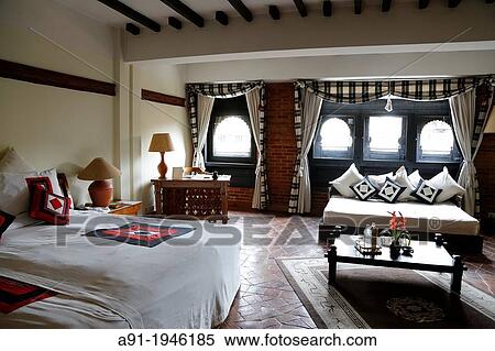 Nepal, City of Katmandu, the Dwarika Hotel founded by Dwarika Das Shrestha is the best nepalese place, built with traditional materials and historic newari wooden elements View Large Photo Image Stock Photography - Nepal, City of Katmandu, the Dwarika Hotel founded by Dwarika Das Shrestha is the best nepalese place, built with traditional materials and historic newari wooden elements. Fotosearch