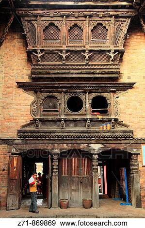 Nepal, Kathmandu Valley, Bhaktapur, Pujari Math, carved windows View Large Photo Image Stock Photo - Nepal, Kathmandu Valley, Bhaktapur, Pujari Math, carved windows. Fotosearch