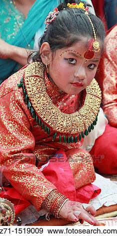 Nepal, Kathmandu Valley, Patan, initiation ceremony for little girls View Large Photo Image Stock Photo - Nepal, Kathmandu Valley, Patan, initiation ceremony for little girls. Fotosearch