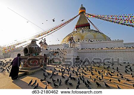 Nepal. Tibetan Buddhist stupa at Boudha, Kathmandu. View Large Photo Image Stock Image - Nepal. Tibetan Buddhist stupa at Boudha, Kathmandu.. Fotosearch
