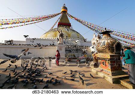 Nepal. Tibetan Buddhist stupa at Boudha, Kathmandu. View Large Photo Image Stock Image - Nepal. Tibetan Buddhist stupa at Boudha, Kathmandu.. Fotosearch