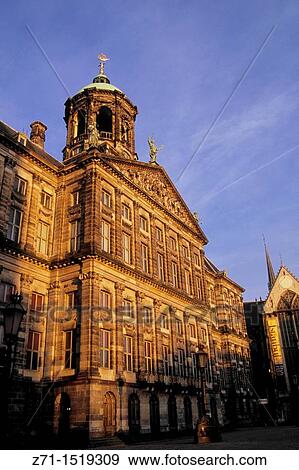 Netherlands, Amsterdam, Royal Palace View Large Photo Image Stock Photo - Netherlands, Amsterdam, Royal Palace. Fotosearch