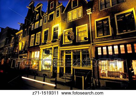 Netherlands, Amsterdam, street scene at night View Large Photo Image Stock Image - Netherlands, Amsterdam, street scene at night. Fotosearch