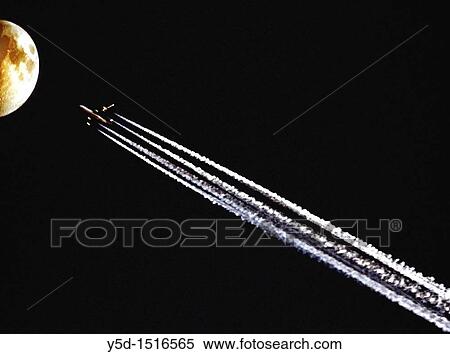never give up your dreams, jet catched together with moon View Large Photo Image Stock Photography - never give up your dreams, jet catched together with moon. Fotosearch