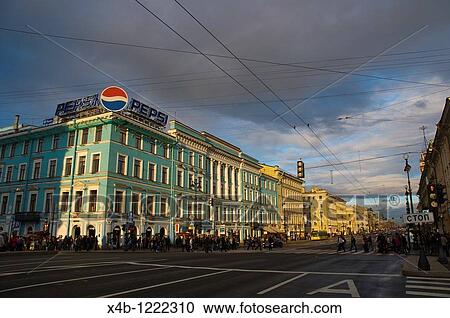 Nevsky Prospekt street early evening central St Petersburg Russia Europe View Large Photo Image Stock Image - Nevsky Prospekt street early evening central St Petersburg Russia Europe. Fotosearch