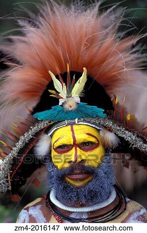 NEW GUINEA HIGHLANDS, NEAR TARI, HULI TRIBE, PORTRAIT OF MAN. View Large Photo Image Stock Photo - NEW GUINEA HIGHLANDS, NEAR TARI, HULI TRIBE, PORTRAIT OF MAN.. Fotosearch