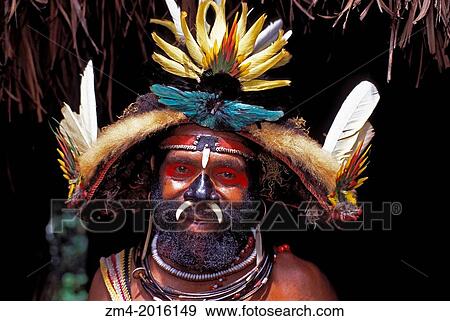 NEW GUINEA HIGHLANDS, NEAR TARI, HULI TRIBE, PAJA (WITCH DOCTOR). View Large Photo Image Stock Photo - NEW GUINEA HIGHLANDS, NEAR TARI, HULI TRIBE, PAJA (WITCH DOCTOR).. Fotosearch