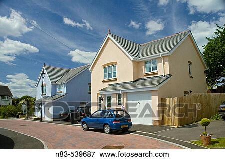 Stock Photo - New Property Chudleigh Knighton Dartmoor National Park Devon Great Britain. Fotosearch