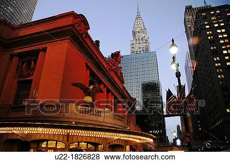 Stock Photo - New York City, Grand Central Terminal and the Chrysler Building, Midtown Manhattan. Fotosearch
