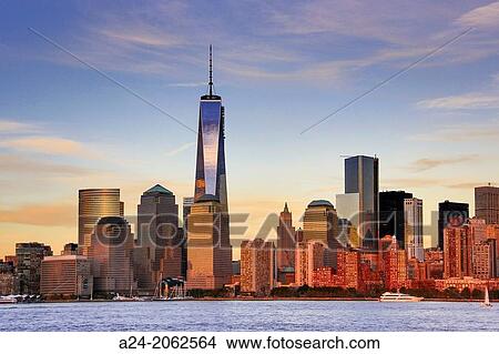 New York City, Manhattan, Downtown Skyline. View Large Photo Image Picture - New York City, Manhattan, Downtown Skyline.. Fotosearch