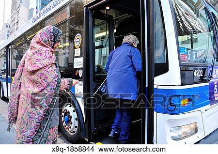New York City Public Transportation Bus, Manhattan, New York City, USA View Large Photo Image Picture - New York City Public Transportation Bus, Manhattan, New York City, USA. Fotosearch