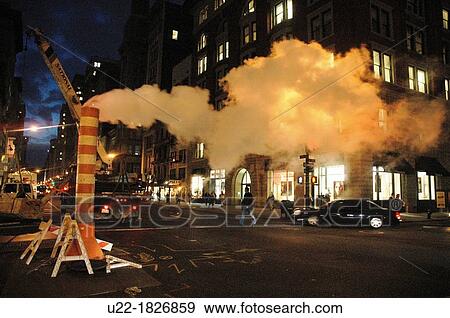 Stock Photo - New York City, smoking pipes, Manhattan. Fotosearch